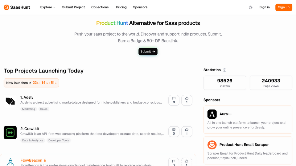 Screenshot of SaasHunt