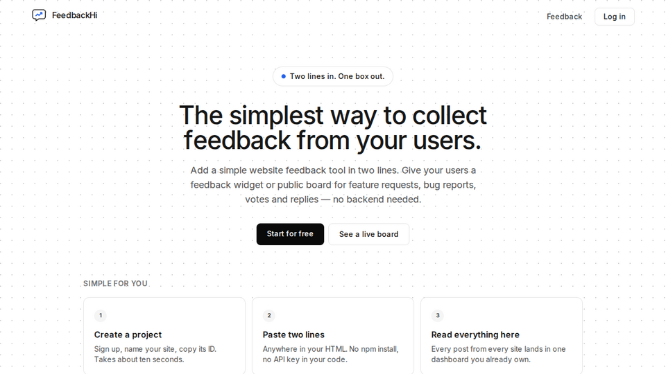 Screenshot of FeedbackHi