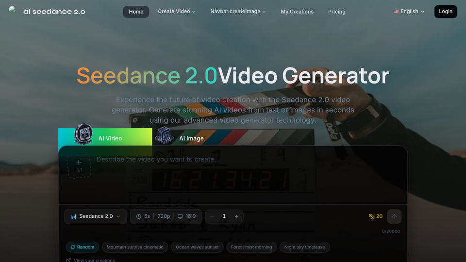 Screenshot of Seedance2 Video Generato