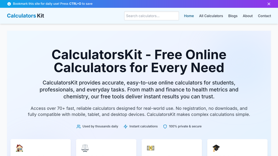 Screenshot of CalculatorsKit