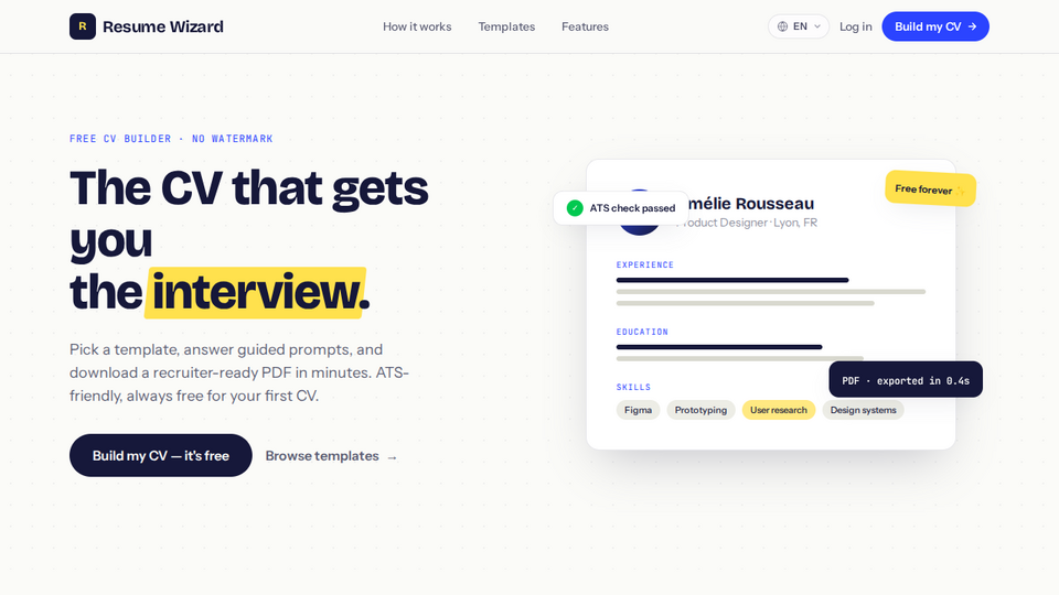 Screenshot of Resume Wizard