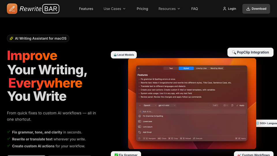 Screenshot of RewriteBar