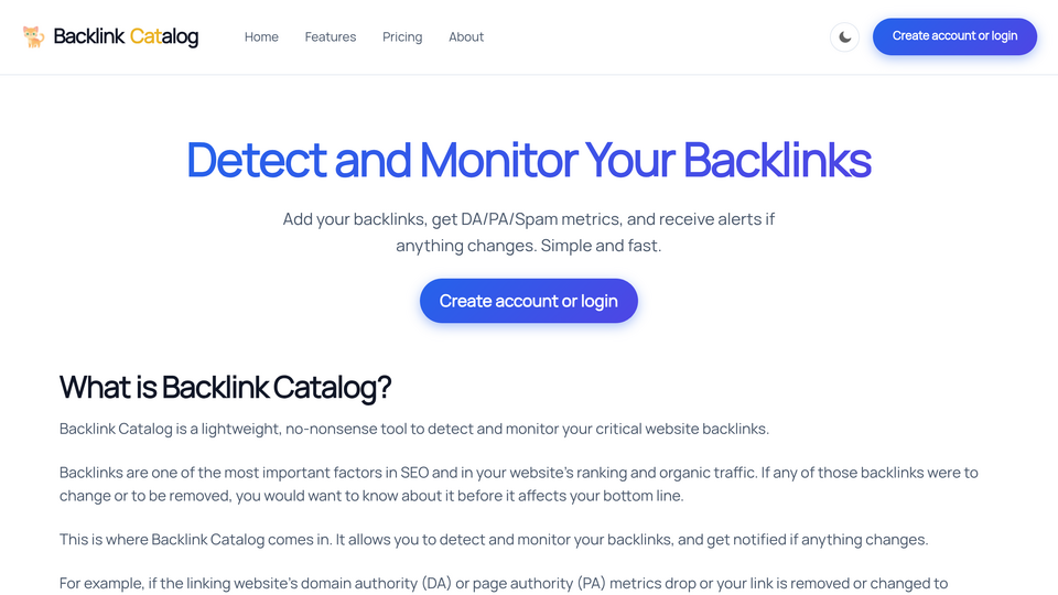 Screenshot of Backlink Catalog