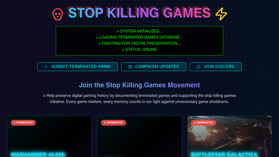Screenshot of stop-killing-games