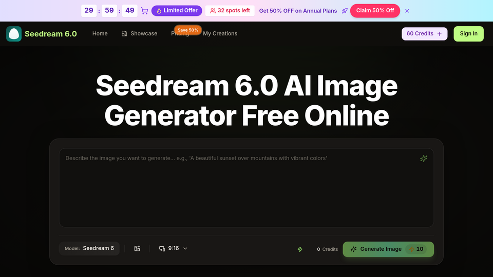 Screenshot of Seedream 6.0