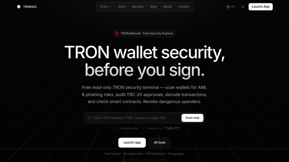 Screenshot of TRONSEC
