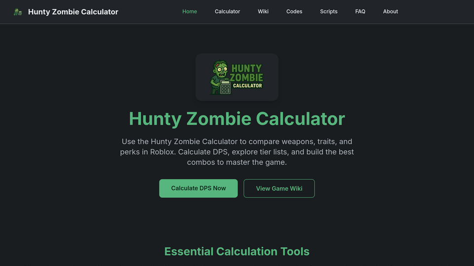Screenshot of Hunty Zombie Calculator
