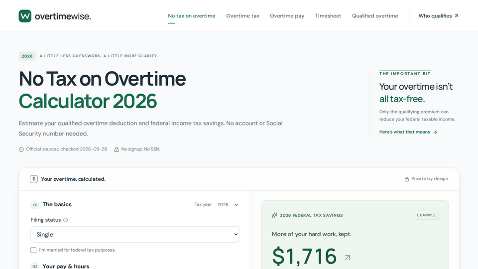 Screenshot of OvertimeWise