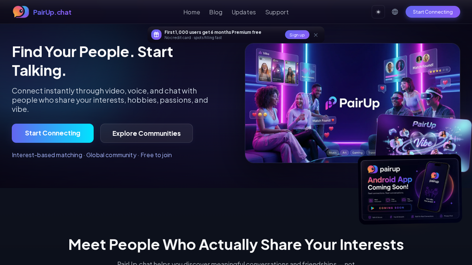 Screenshot of pairup.chat