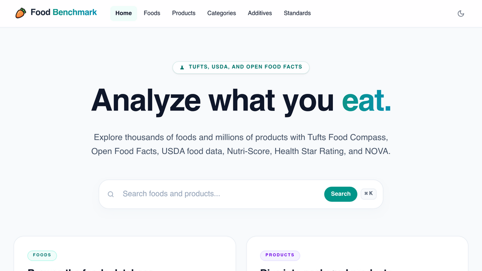 Screenshot of FoodBenchmark
