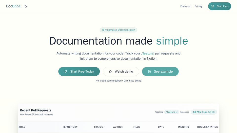 Screenshot of DocOnce