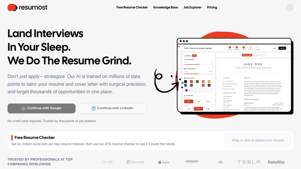 Screenshot of Resumost