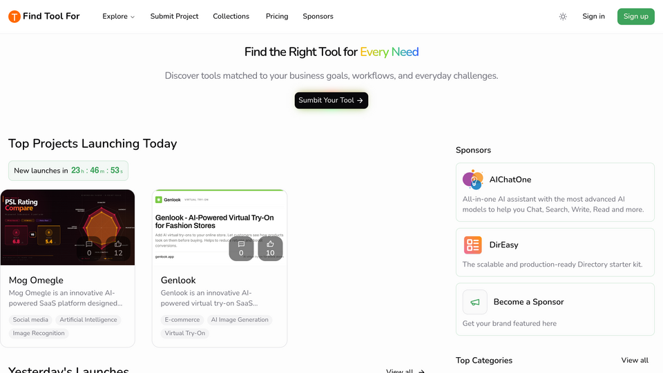 Screenshot of FindToolFor