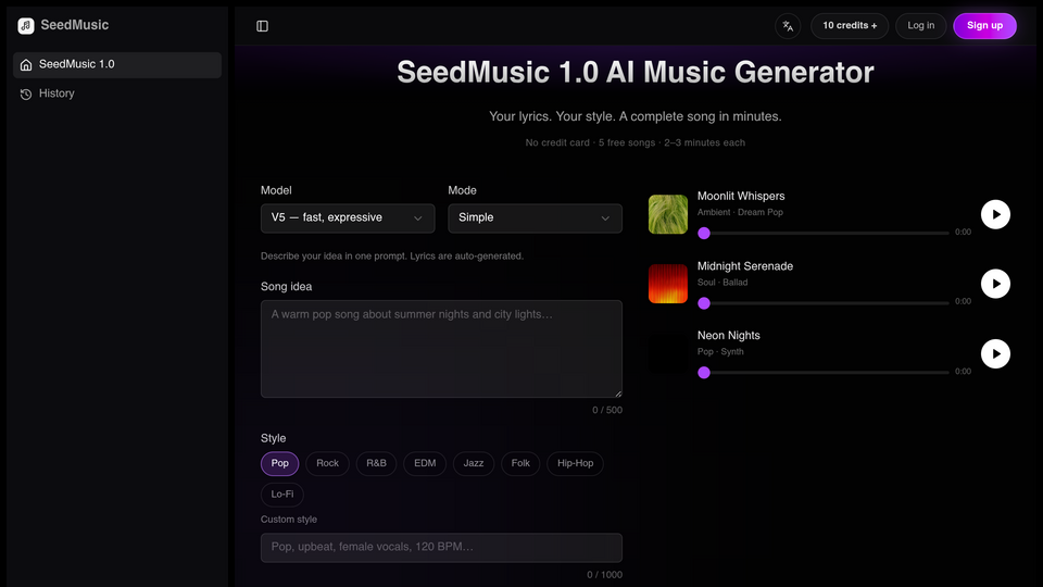 Screenshot of SeedMusic 1.0
