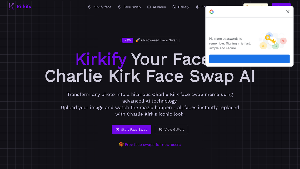 Screenshot of Kirkify - Charlie Kirk F