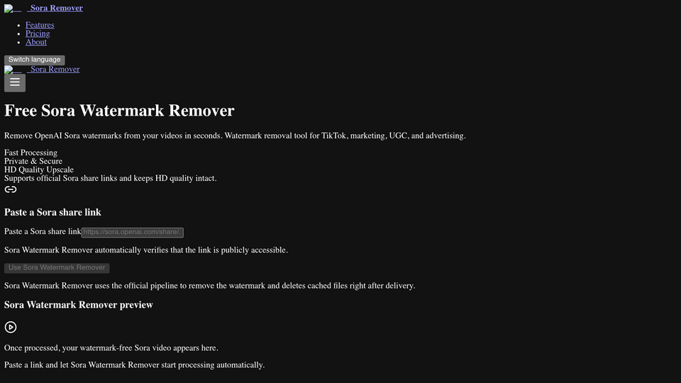Screenshot of Sora Watermark Remover