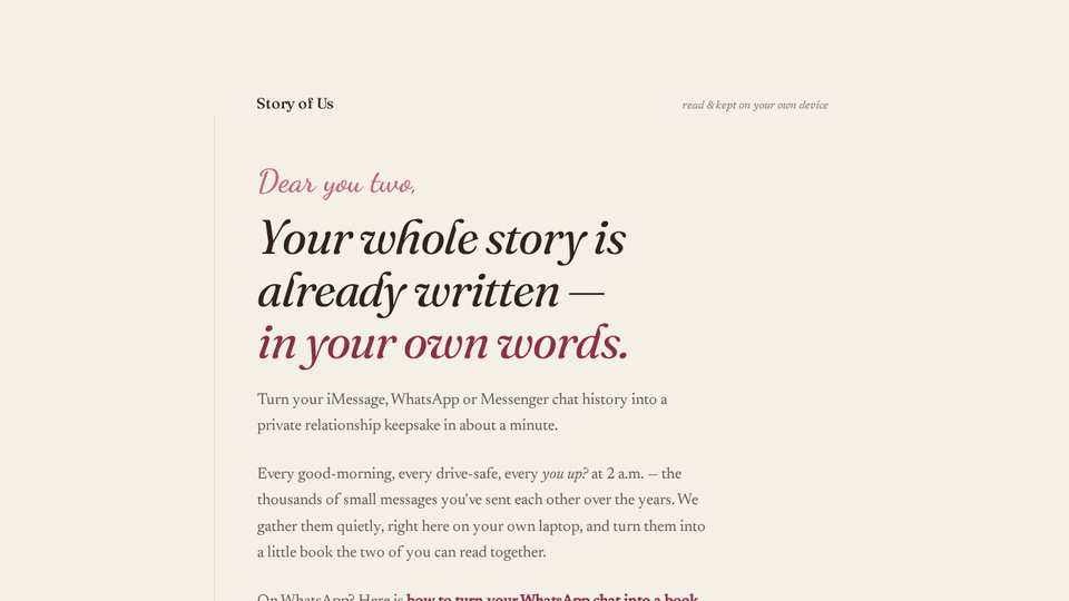 Screenshot of Story of Us