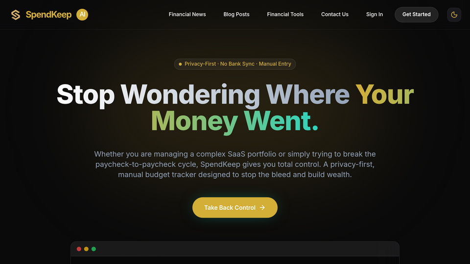 Screenshot of SpendKeep