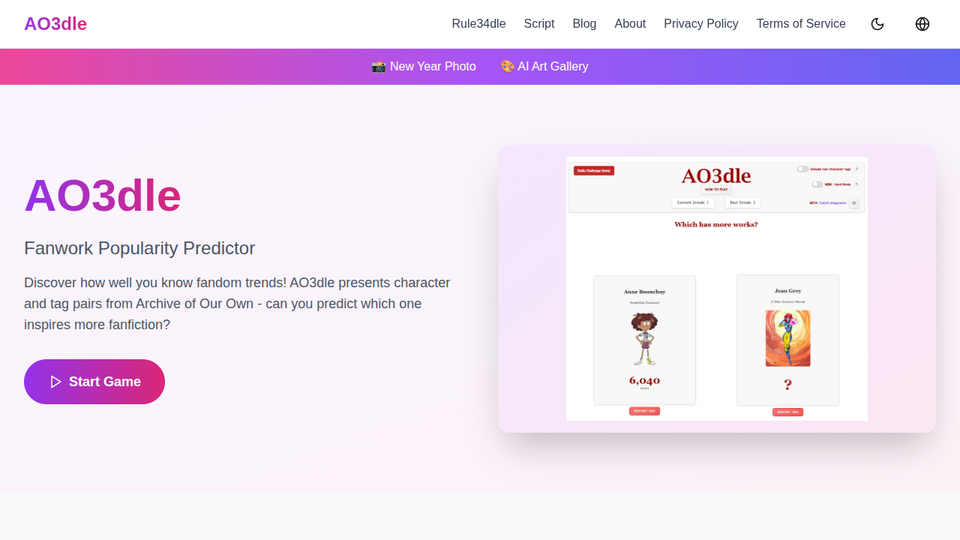Screenshot of ao3dle