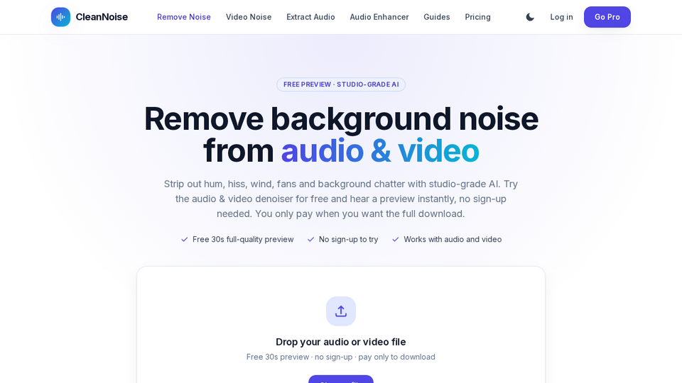 Screenshot of CleanNoise