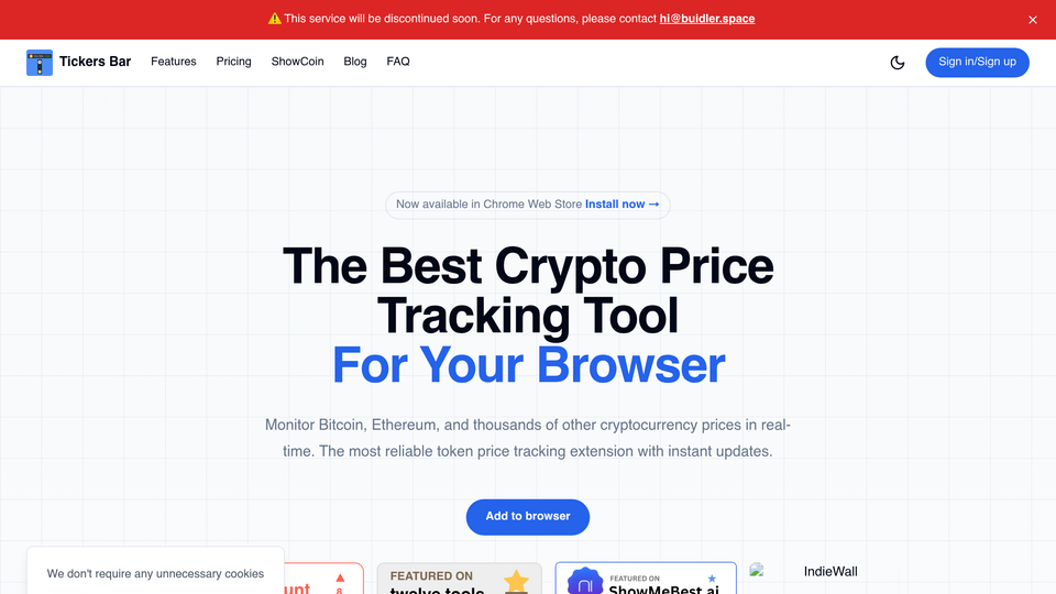 Screenshot of Tickers Bar