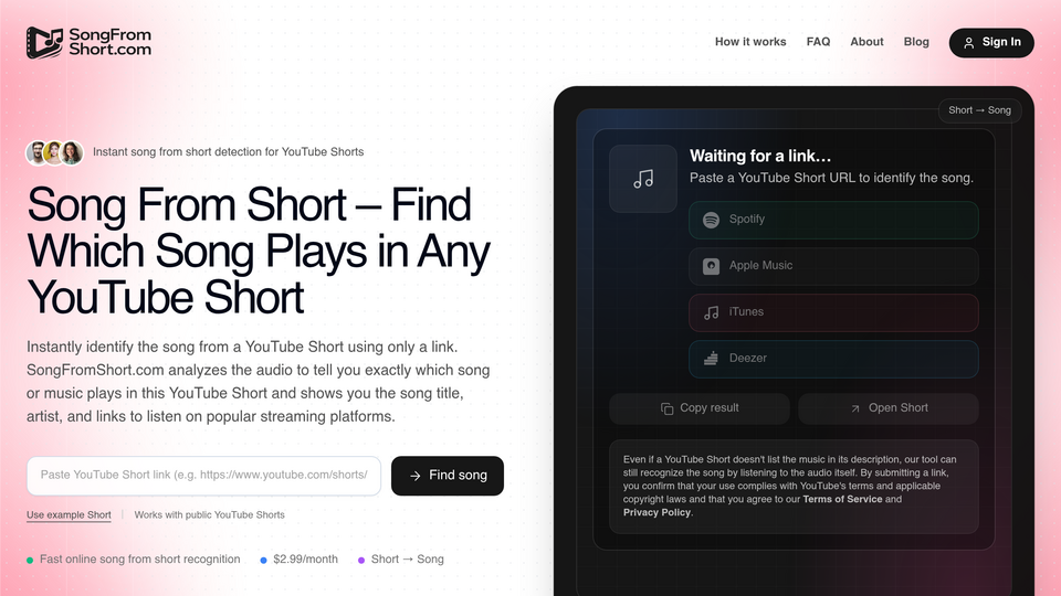 Screenshot of SongFromShort