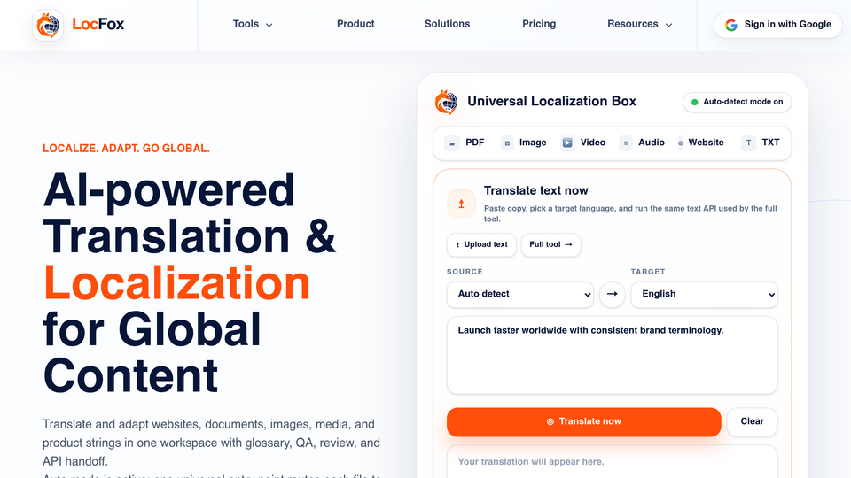 Screenshot of locfox