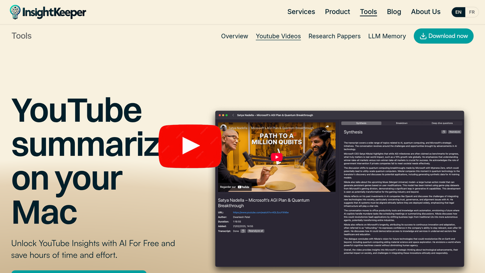 Screenshot of YouTube Summarizer MacOS