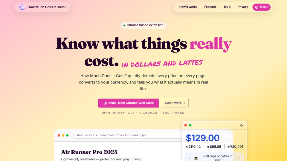 Screenshot of How Much Does It Cost?