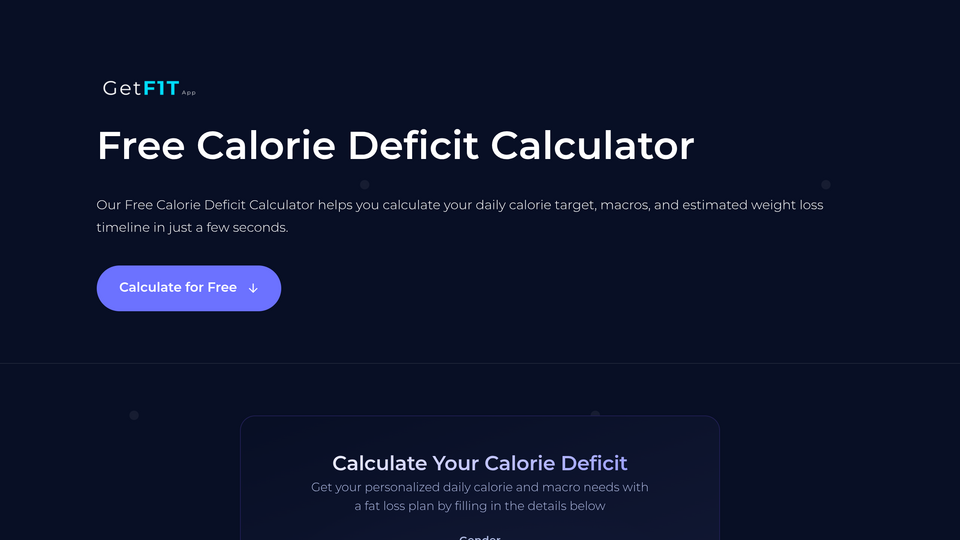 Screenshot of Free Calorie Deficit Cal