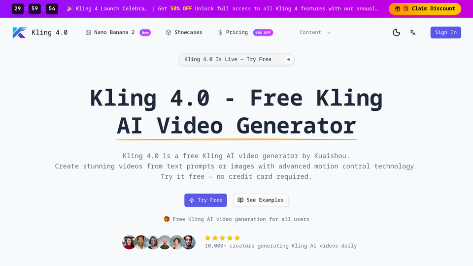Screenshot of Kling 4.0