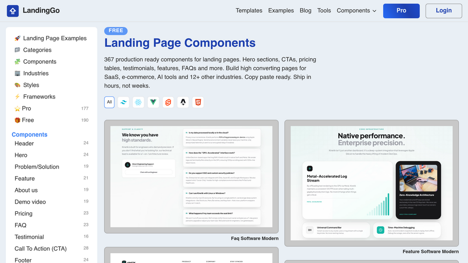 Screenshot of LandingGo