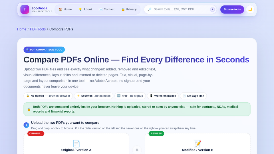 Screenshot of Compare PDFs