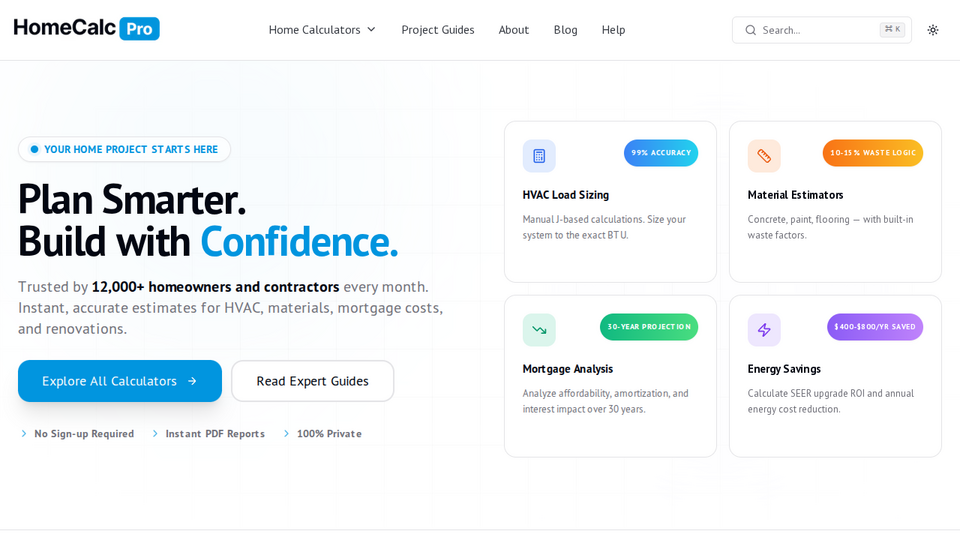 Screenshot of HomeCalc Pro