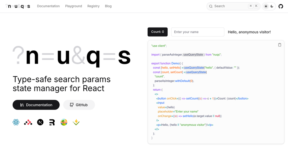 Screenshot of nuqs