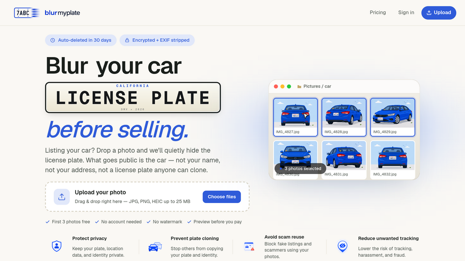 Screenshot of blurmyplate