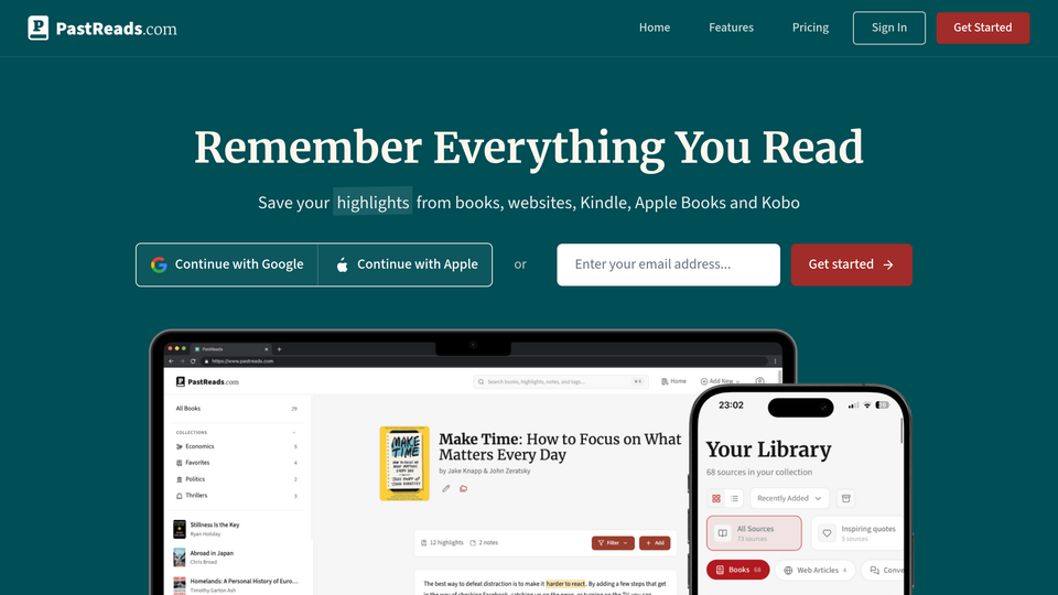 Screenshot of PastReads