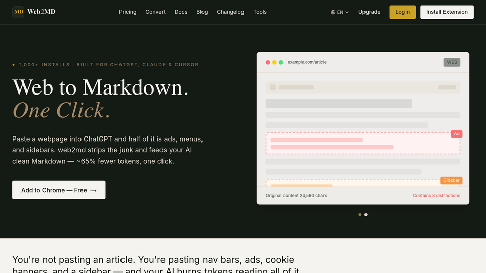 Screenshot of Web2MD