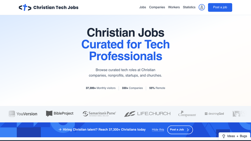 Screenshot of Christian Tech Jobs