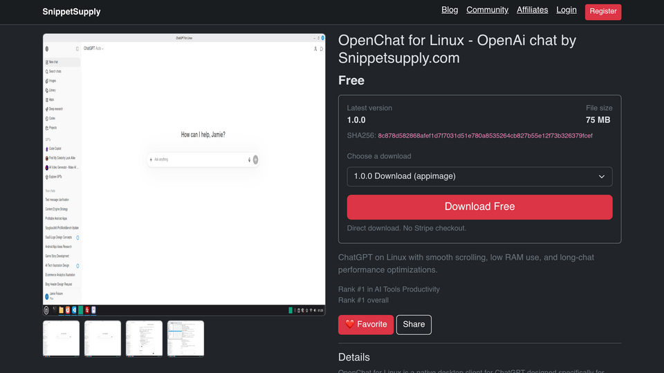 Screenshot of OpenChat for Linux