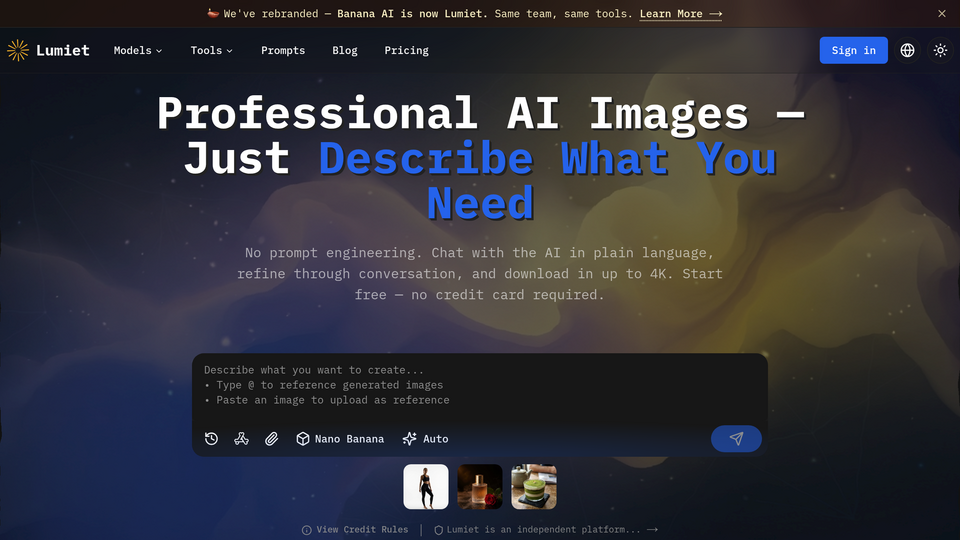 Screenshot of Banana AI