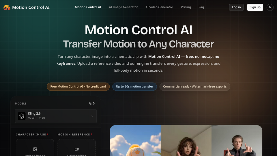 Screenshot of Motion Control AI