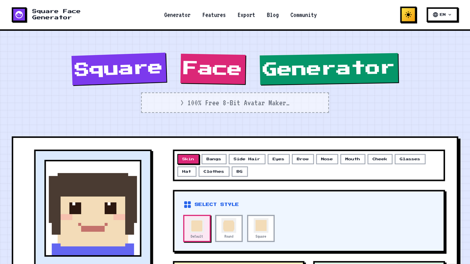 Screenshot of Square Face Generator