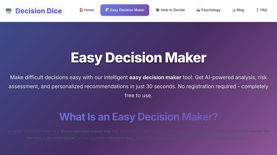 Screenshot of Decision