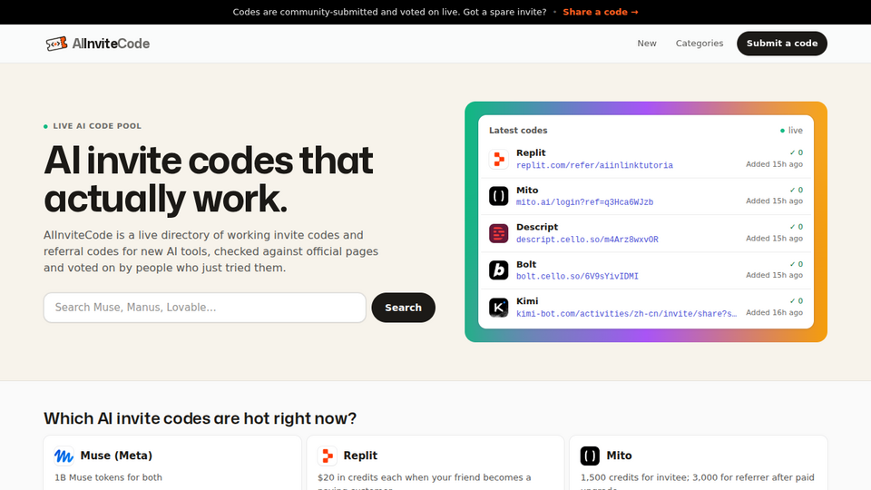 Screenshot of AIInviteCode