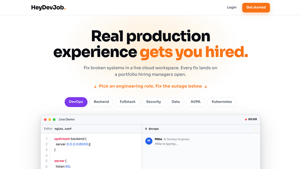 Screenshot of HeyDevJob