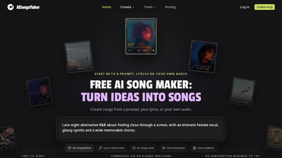 Screenshot of AISongsMaker