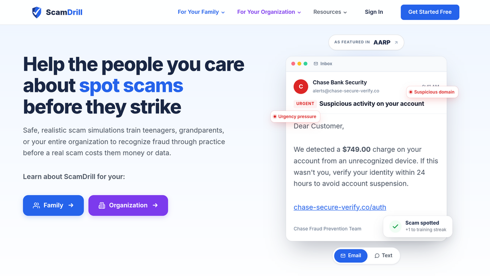 Screenshot of Scam Awareness Tools