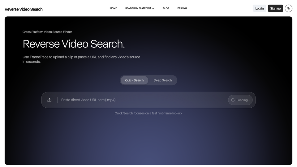 Screenshot of Reverse Video Search