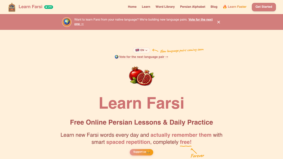 Screenshot of Learn Farsi